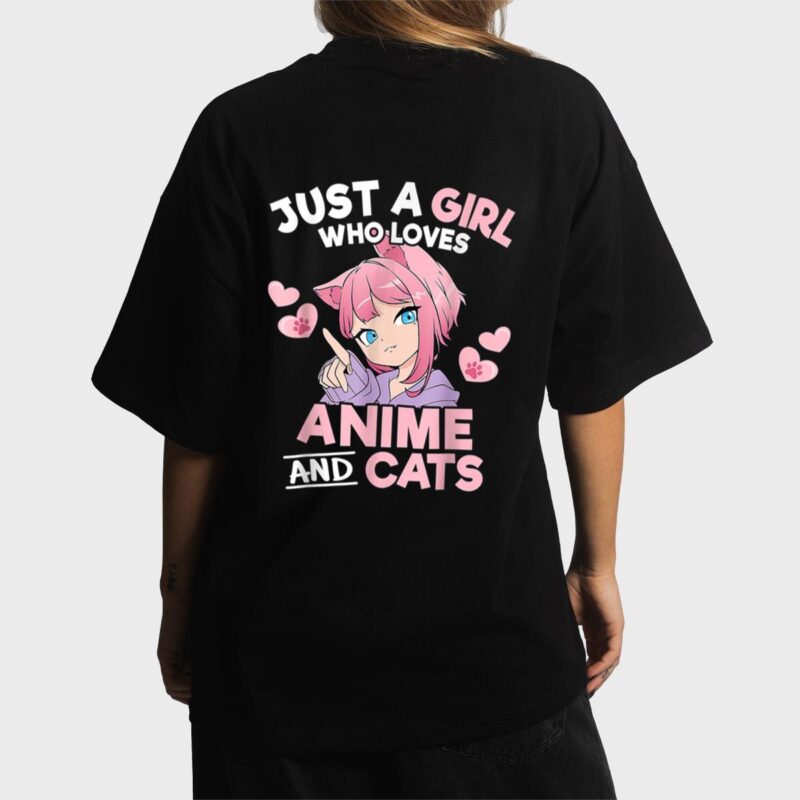 Just A Girl Who Loves Anime And Cats Cute Otaku Manga Women T-Shirt
