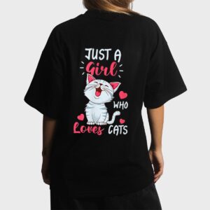 Just A Girl Who Loves Cats  Cute Cat Lover Gifts Women T-Shirt