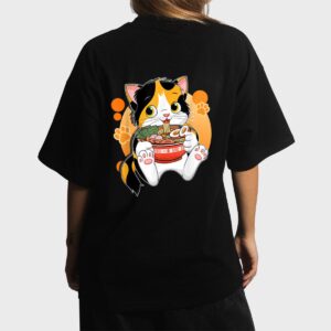 Kawaii Anime Cat  Japanese Ramen Noodles Gift Women T-Shirt