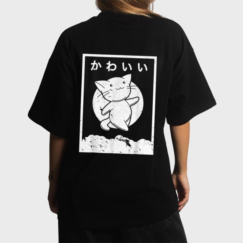 Kawaii Cat . Retro Style Anime Women T-Shirt