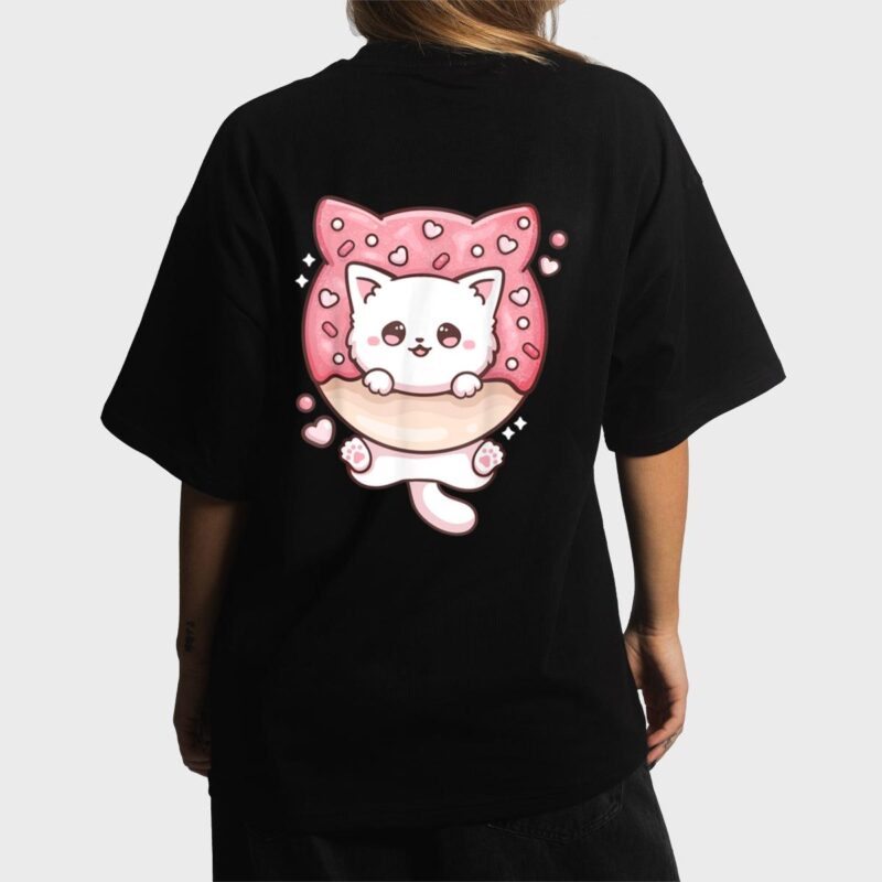 Kawaii Cat Donut Anime Lover Otaku Women T-Shirt