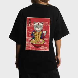 Kawaii Cat Japanese Black Anime Gift Official Teenager Girls Women T-Shirt