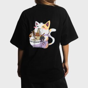Kawaii Neko Cat Ramen Bowl Anime Japanese Noodles Women T-Shirt