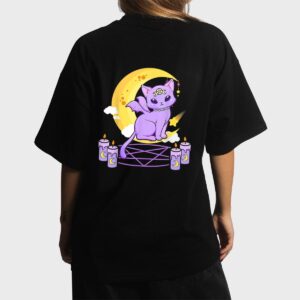 Kawaii Pastel Goth Cute Creepy Black Cat Pagan Kitty Occult Women T-Shirt