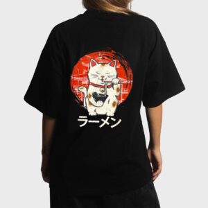 Kawaii Ramen Neko Retro Cat Japanese Noodle Anime Girls Teen Women T-Shirt