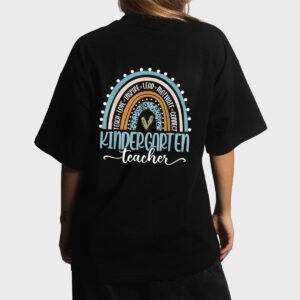 Kindergarten Teacher Leopard Rainbow First Day Of School Women T-Shirt