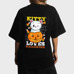 Kitty Loves Halloween Funny Scary And Spooky Halloween Cat Women T-Shirt