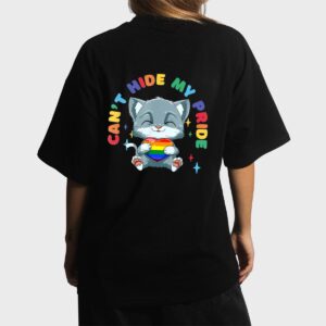LGBQ Pride Rainbow Heart Cat Hugging LGBQ Heart Women T-Shirt