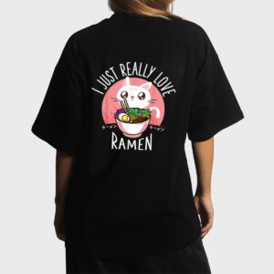 Love Ramen Japanese Noodles  Kawaii Anime Cat Gifts Women T-Shirt