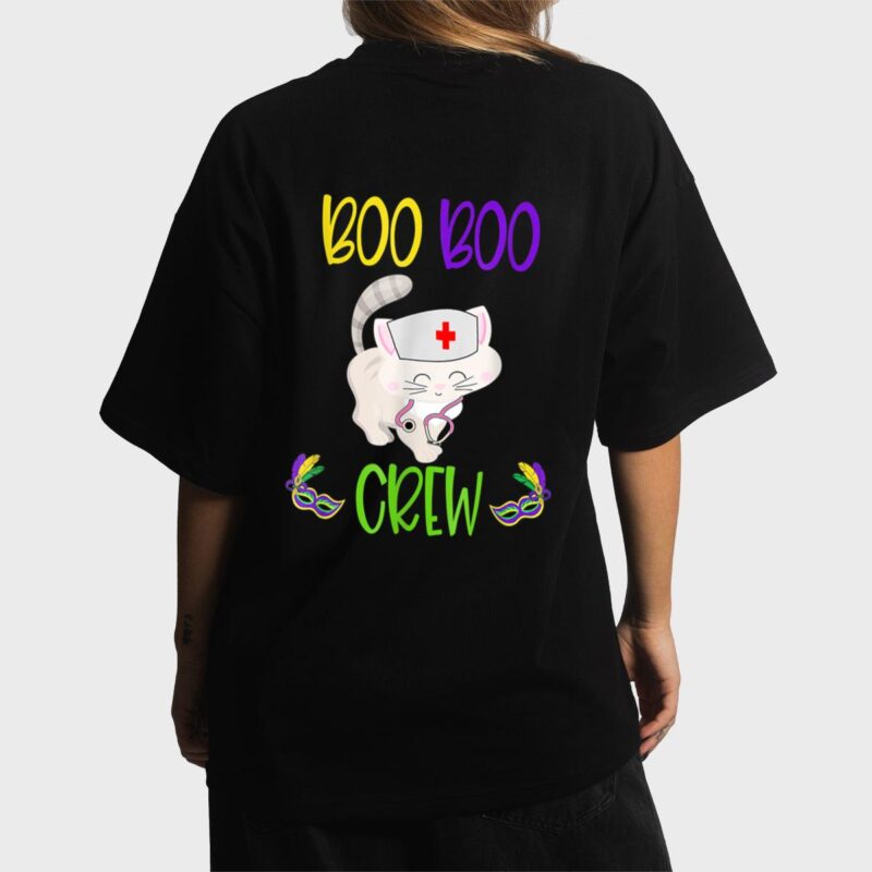 Mardi Gras Boo Boo Crew Nurse Cat Funny For Nurses Gifts Women T-Shirt