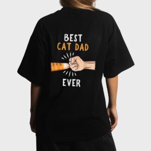 Mens Best Cat Dad Ever Paw Fist Bump Women T-Shirt