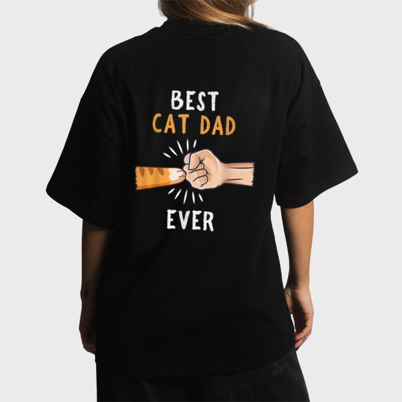 Mens Best Cat Dad Ever Paw Fist Bump Women T-Shirt