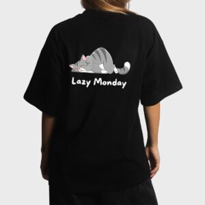 Mens Funny Cat Quote Lazy Monday Cool Cat Women T-Shirt