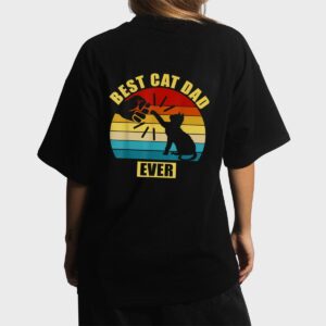 Mens Retro Vintage Best Cat Dad Ever Fist Bump Women T-Shirt