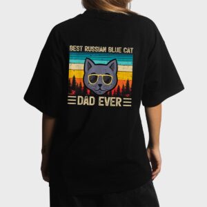 Mens Vintage Funny Best Russian Blue Cat Dad Ever Father's Day Women T-Shirt