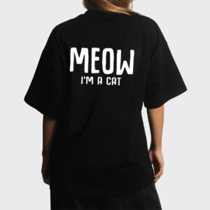 Meow I M A Cat Funny Lazy Halloween Costume Women T-Shirt
