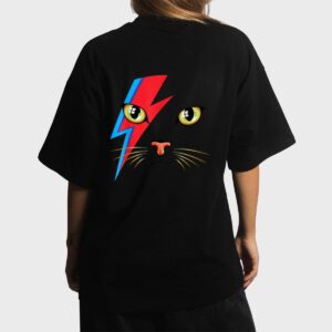 Meowie Bowie Cat Retro Kitty Cat Funny Glam Rock Music Women T-Shirt