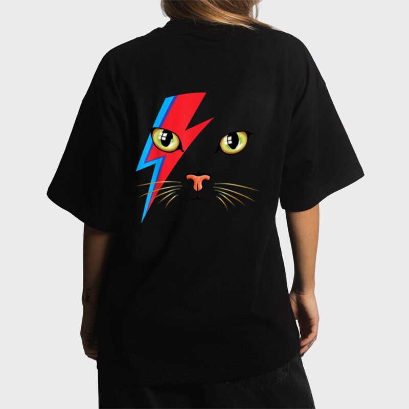 Meowie Bowie Cat Retro Kitty Cat Funny Glam Rock Music Women T-Shirt