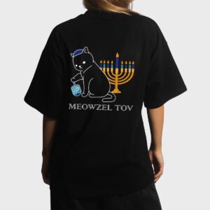 Meowzel Tov  Cute Cat Mazel Tov Menorah Funny Hanukkah Women T-Shirt