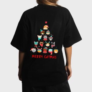 Merry Catmas Cat Christmas Tree Feline Festive Women T-Shirt