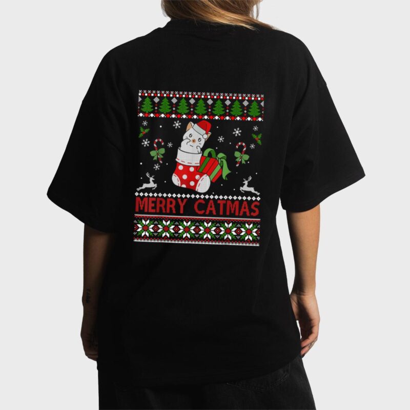Merry Catmas Christmas Cats In Socks Kitty Cat Lover Gift Women T-Shirt