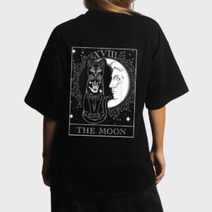 Moon Tarot Card and Cat Occult Graphic Women T-Shirt
