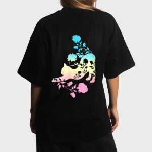 Pastel Stretching Cat With Roses Kitten Women T-Shirt