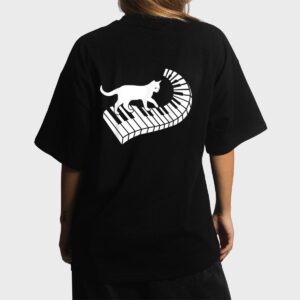 Piano Cat Funny Piano Player Musician Keyboard Pianist Cat Women T-Shirt