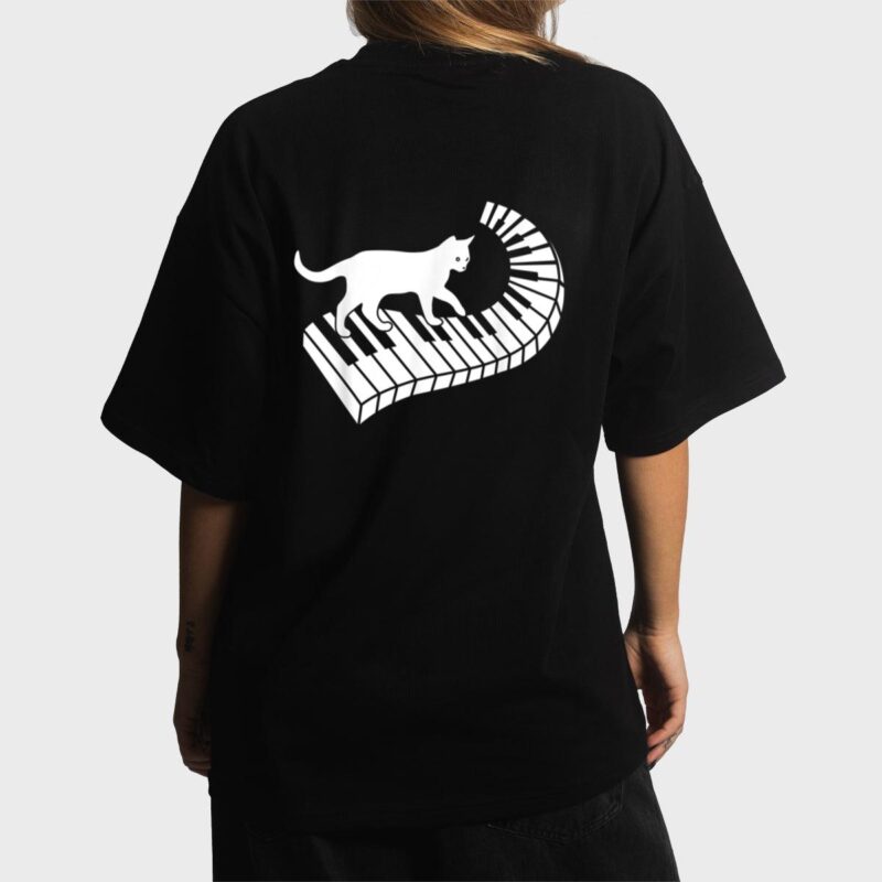 Piano Cat Funny Piano Player Musician Keyboard Pianist Cat Women T-Shirt