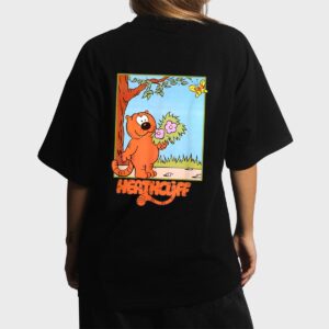Picture The Orange Cat Holding Flowers So Cute Cartoon Arts Women T-Shirt