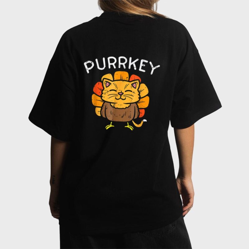 Purrkey Turkey Cat Kitten Funny Thanksgiving Cat Owner Lover Women T-Shirt