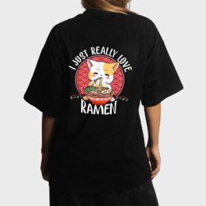 Ramen Cat Anime Kawaii Japanese Gift Girls Official Teenager Women T-Shirt