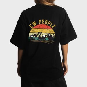 Retro Black Cat shirt for women Cat lover funny Ew people Women T-Shirt