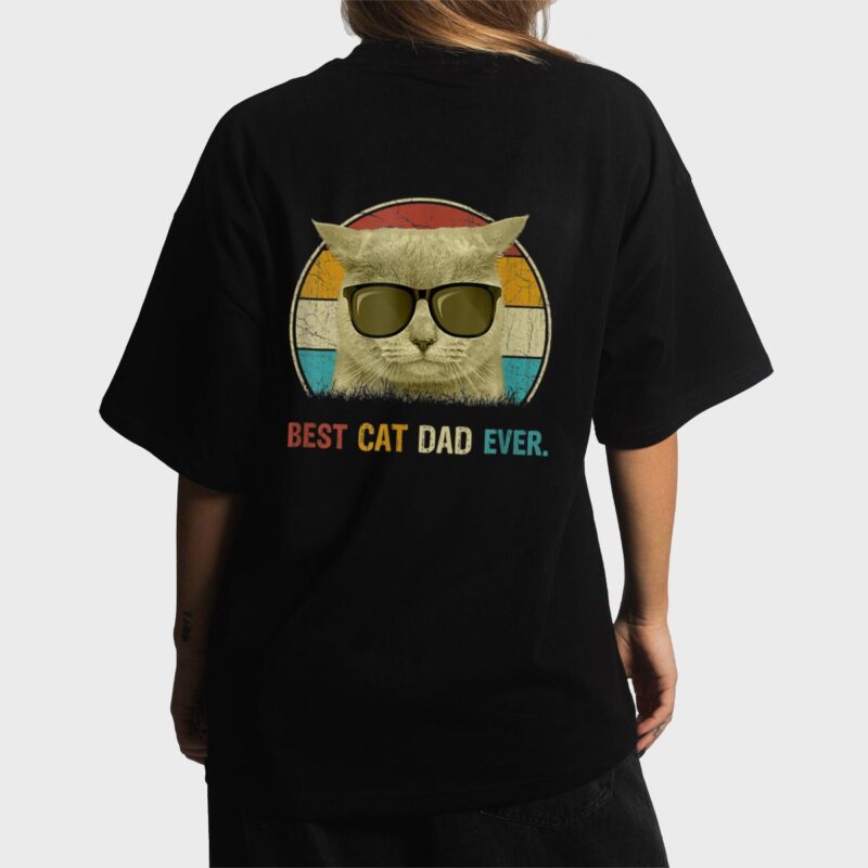 Retro Cat Best Cat Dad Ever Cat Funny Cat Daddy Cat Lover Women T-Shirt