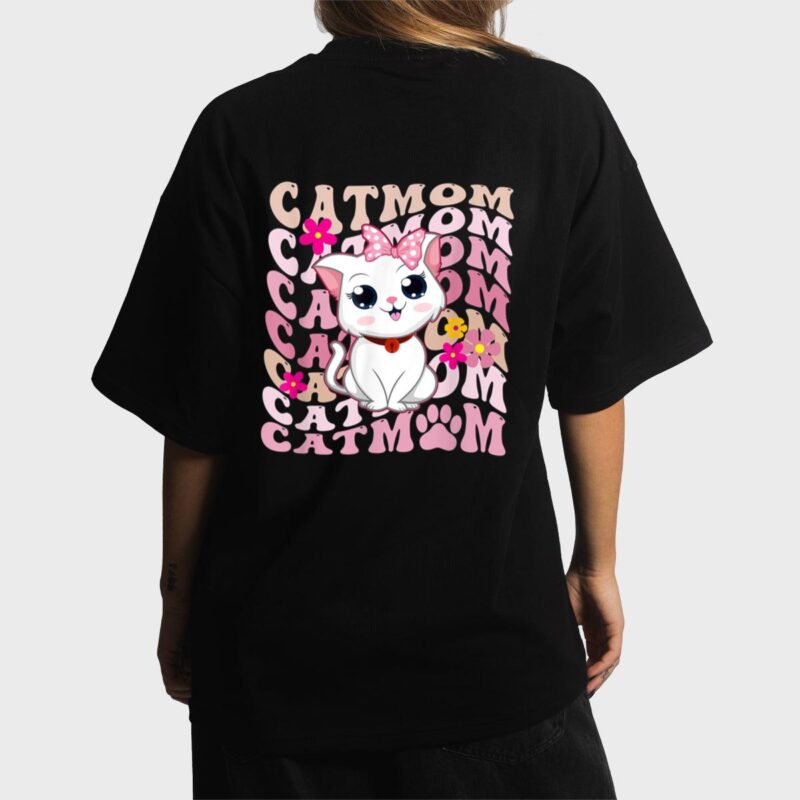 Retro Cat Mom Groovy Cute Kitten Cat Lover Women T-Shirt