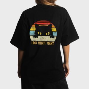 Retro I Do What I Want Cat Funny Meow 80s 90s Cat Lover Women T-Shirt
