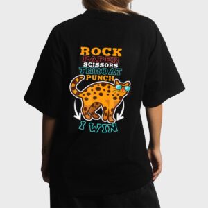 Rock Paper Scissors Hroat Punch I Win Cat Hand Game Player Women T-Shirt