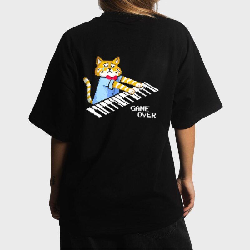 Sad Cat playing keyboard Game Over Women T-Shirt