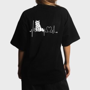 Selkirk Rex Cat Heartbeat EKG Funny Cats Kitten Lovers Women T-Shirt