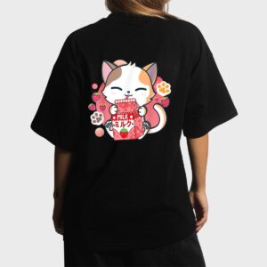 Strawberry Milk Cat Cute Kawaii Kitten Anime Gift Teen Girls Women T-Shirt