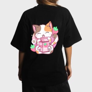 Strawberry Shake Strawberry Milk Cat Kawaii Neko Anime Girls Women T-Shirt
