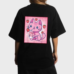 Strawberry Shake Strawberry Milk Cat Kawaii Neko Girls Anime Women T-Shirt