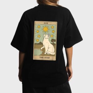 The Star Tarot Card Mermaid Gothic Cat Women T-Shirt