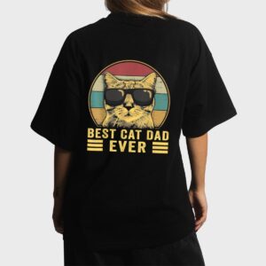 Vintage Best Cat Dad Ever Bump Fit Women T-Shirt