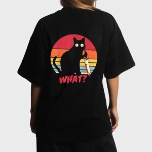 Vintage Cat What Funny Murderous Black Cat With Knife Women T-Shirt