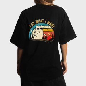 Vintage Retro I do what I want cat, Funny Meowy Cat Lover Women T-Shirt