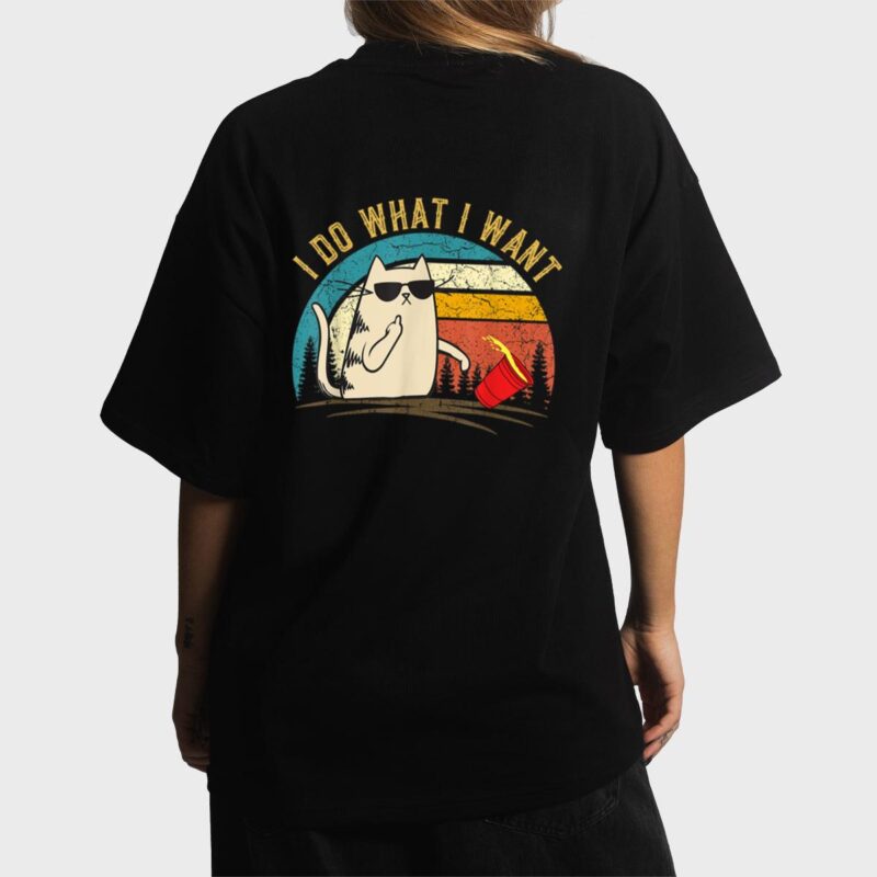 Vintage Retro I do what I want cat, Funny Meowy Cat Lover Women T-Shirt