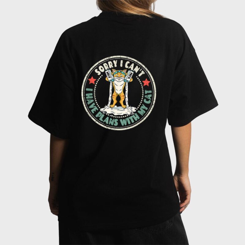 Vintage Sorry I Can't I Have Plans With Cat Lover Women T-Shirt