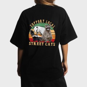 Vintage Support Local Street Cats! Raccoon, Skunk Women T-Shirt