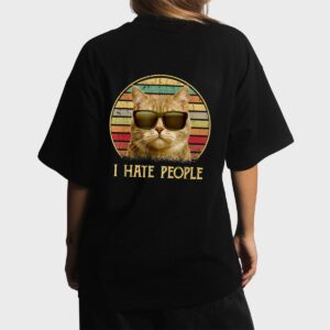 Vintage retro Cat s, Funny Cat lover i hate people Women T-Shirt